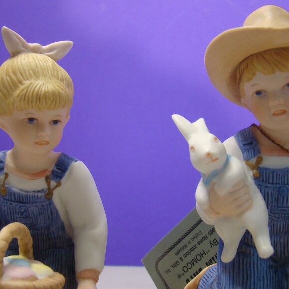 VNTG Set of 2 Denim Days Easter #1521 Home Interiors/Homco Ceramic Figurines EUC - Picture 6 of 16